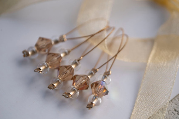 Amber Mist Stitch Markers- Set of 5 Amber Mist Stitch Markers- Set of 5