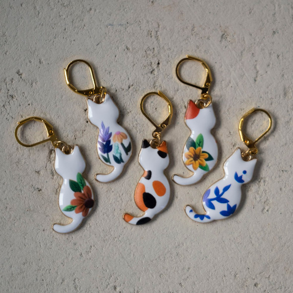 Blooming Kitty Stitch Markers -Set of 5