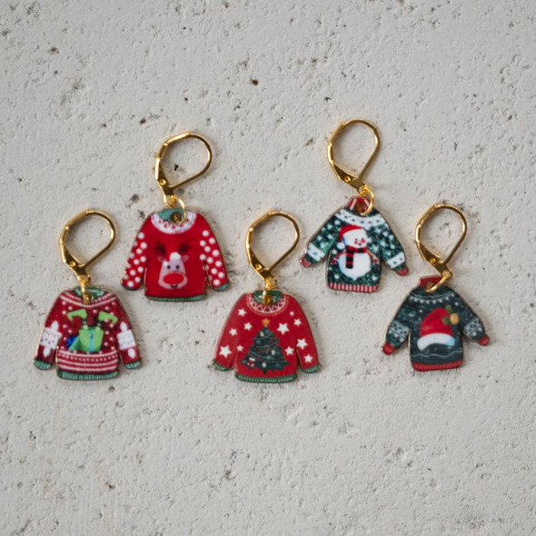 Festive Sweater Friends Stitch Markers– Set of 5