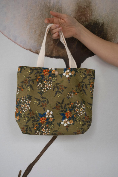 Retro Floral Corduroy Mini Tote
