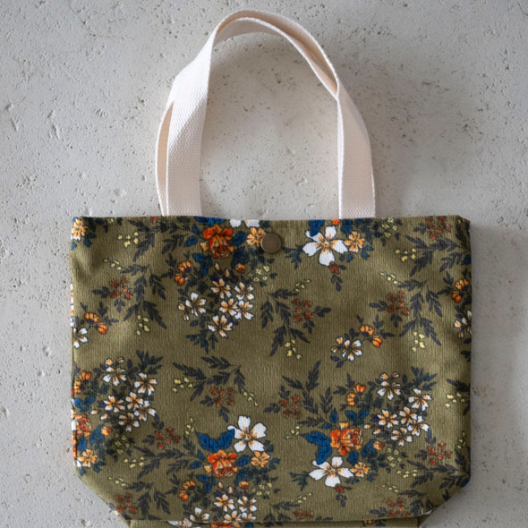 Retro Floral Corduroy Mini Tote