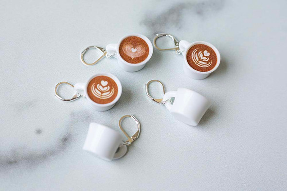Latte Cups Stitch Markers – Set of 5