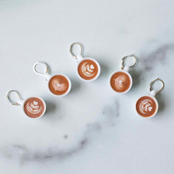 Latte Cups Stitch Markers – Set of 5