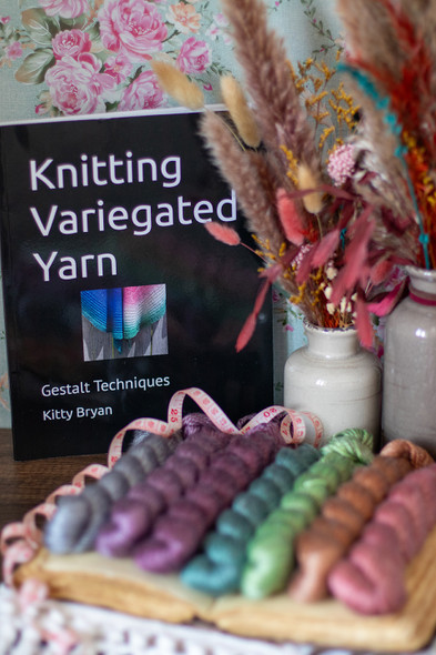Pre-Order "Knitting Variegated Yarn Gestalt Techniques" Book & Dried Herb Hues Luster Worsted Mini Bundle
