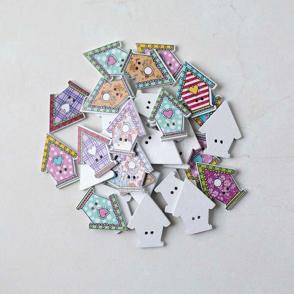 Wooden Birdhouse Buttons