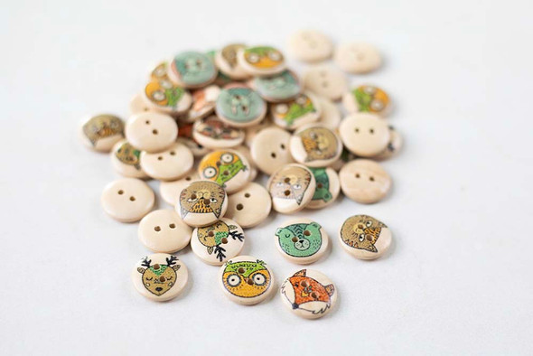 Wooden Cute Critters Buttons