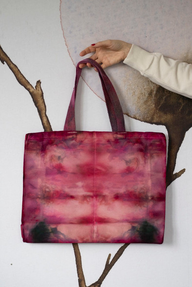Vibrant Raspberry Hand-Dyed Cotton Tote Bag