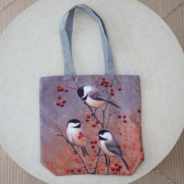 Bird and Berries Zipper Tote