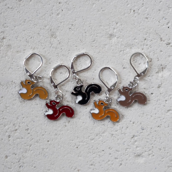 Squirrel Stitch Markers  - Set of 5