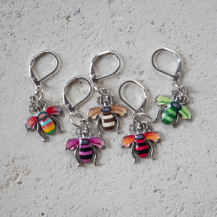 Funkadelic Bees Stitch Markers  - Set of 5