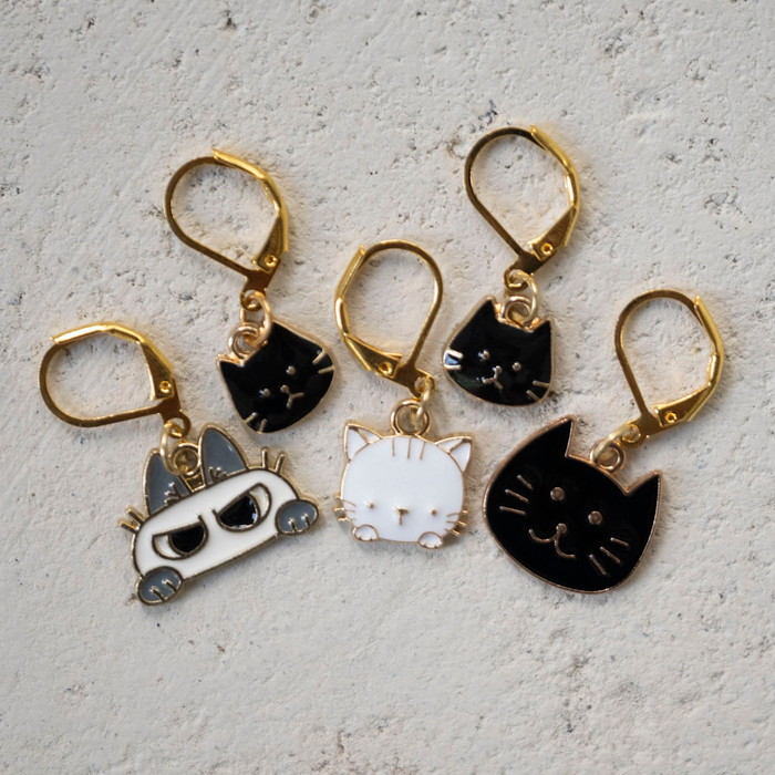 Curious Kitties Stitch Markers - Set of 5