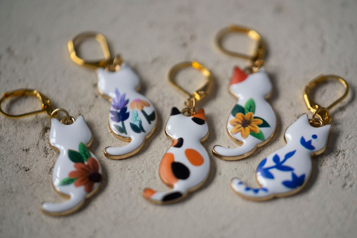 Blooming Kitty Stitch Markers -Set of 5