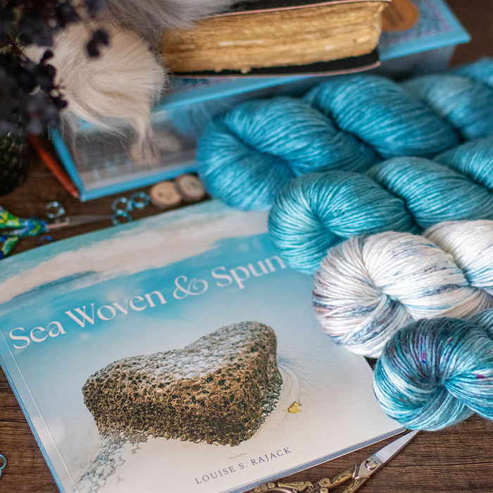 Pre-Order "Sea Woven & Spun" Book & Accismus Hues 'PEARLESCENT' WORSTED Bundle