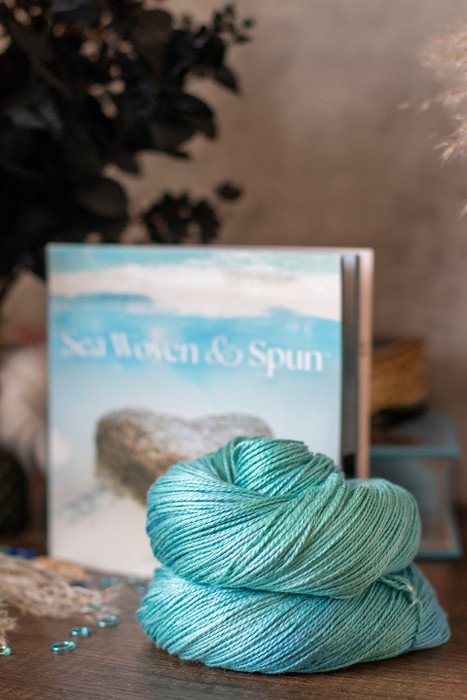 Pre-Order "Sea Woven & Spun" Book & Caribbean 'MOONGLEAM' FINGERING Bundle