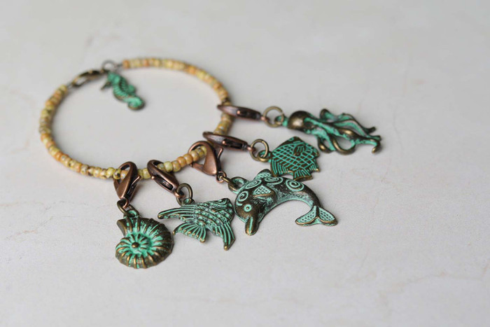 Fancy Sea Animals Stitch Markers with Beaded Holder