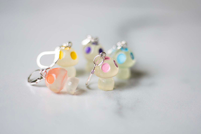 Enchanted Mushrooms Stitch Markers – Set of 5