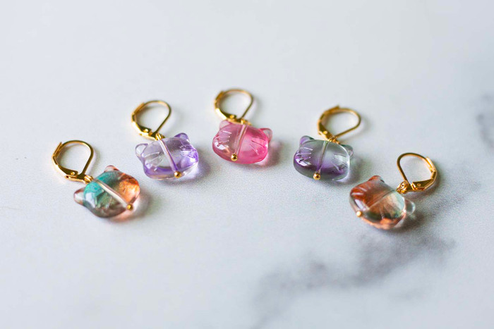 Iridescent Kitty Stitch Markers – Set of 5