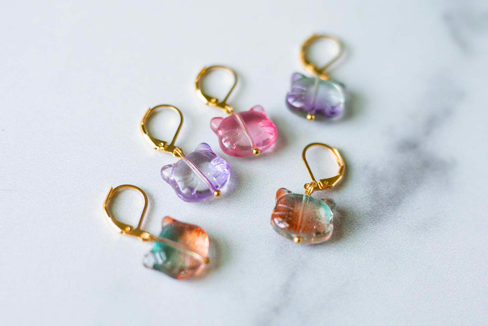 Iridescent Kitty Stitch Markers – Set of 5