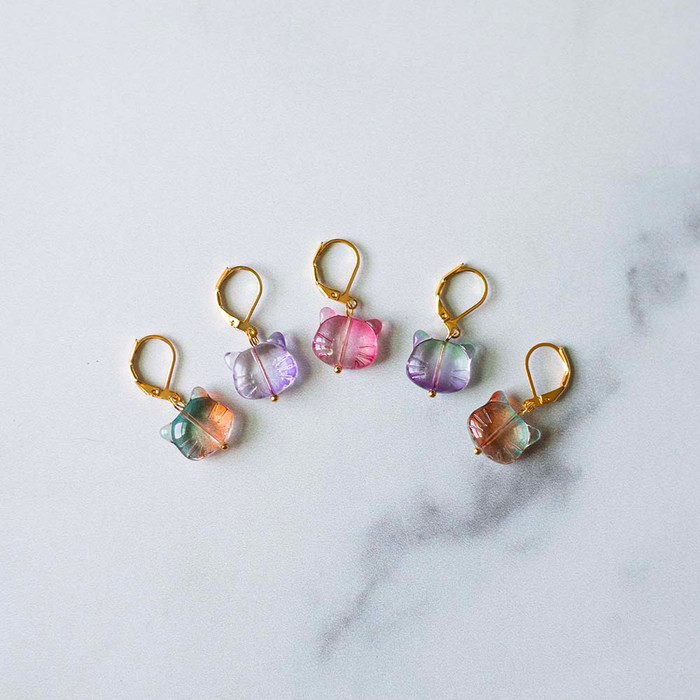 Iridescent Kitty Stitch Markers – Set of 5