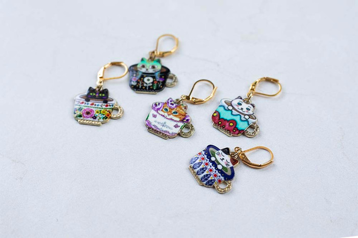 Teacup Kitties Stitch Markers – Set of 5