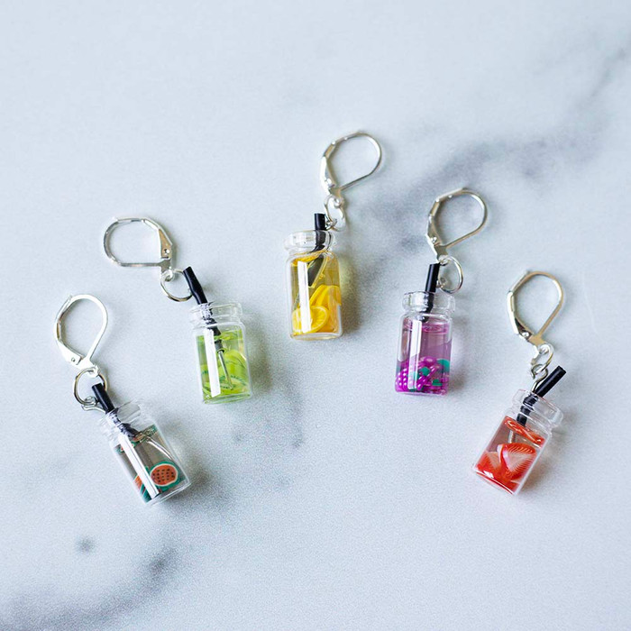 Glass of Fruit-Infused Water Stitch Markers – Set of 5