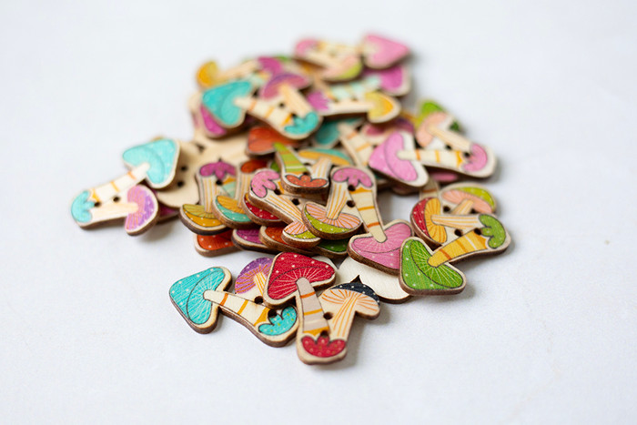Wooden Mushroom Buttons