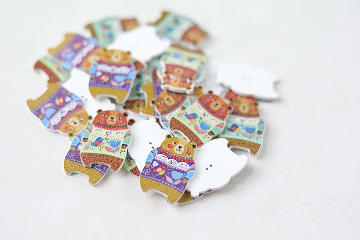 Wooden Bear Buttons