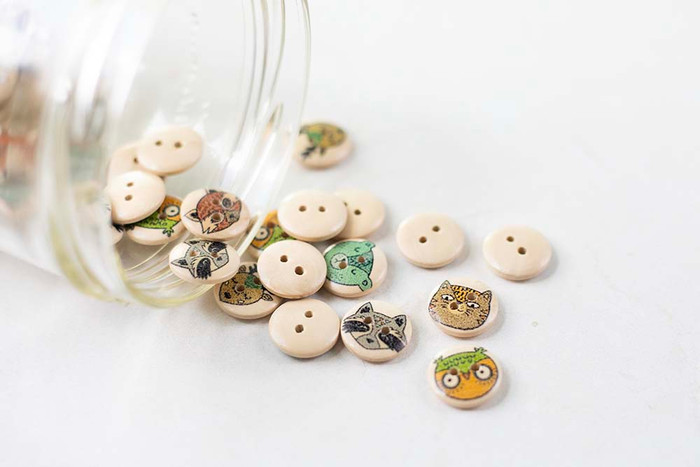 Wooden Cute Critters Buttons
