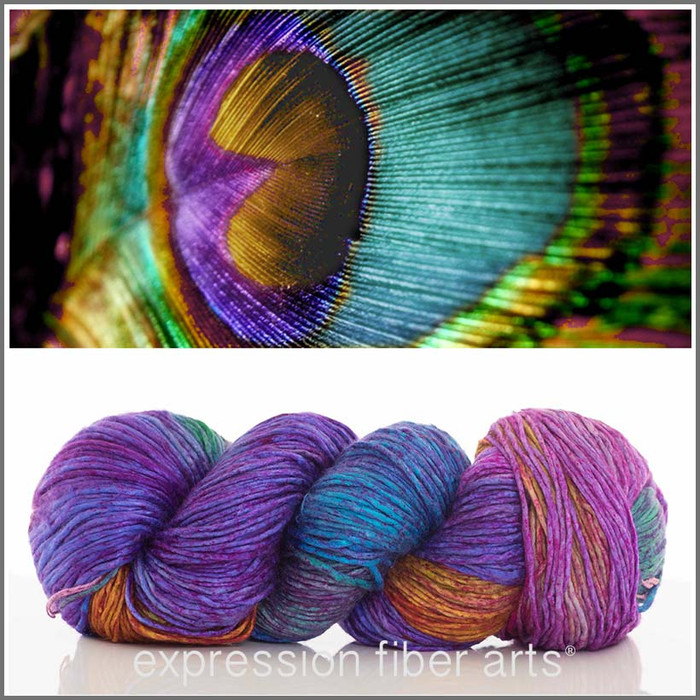 PEACOCK FEATHER MULBERRY SILK WORSTED 