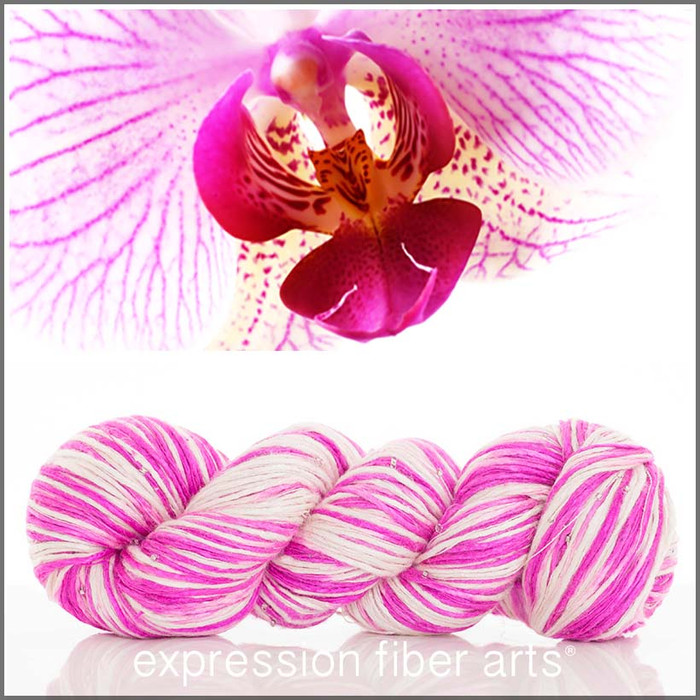 PINK ORCHID PETALS BEADED SILK WORSTED 