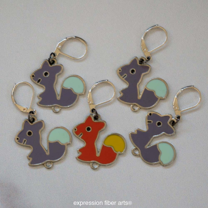 Woodland Squirrel Stitch Markers Set of 5