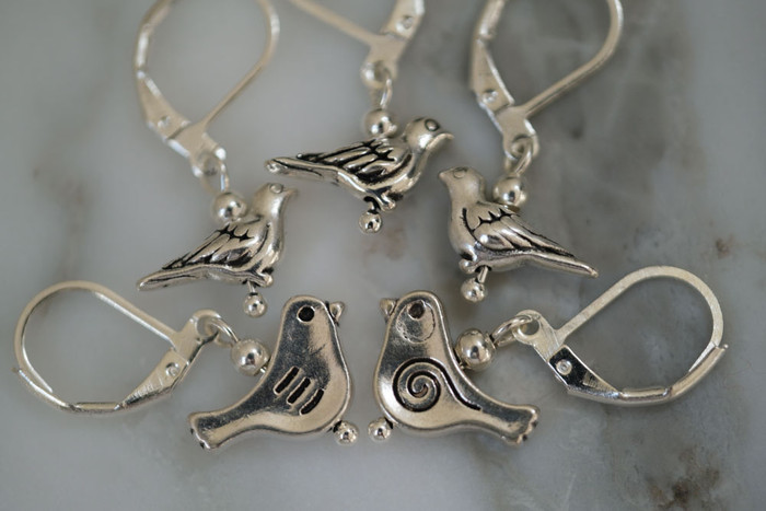 Tibetan Silver Birds Stitch Markers Set of 5