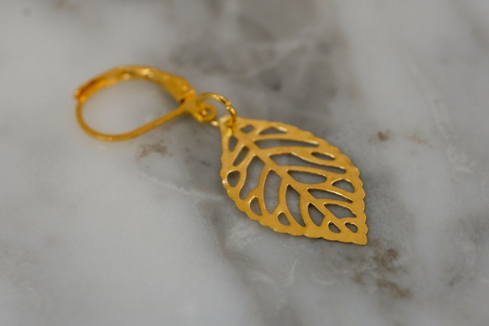 Golden Green Leaves Stitch Marker Set of 5