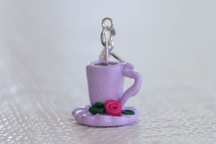 Handmade Floral Teacup Stitch Marker Charm