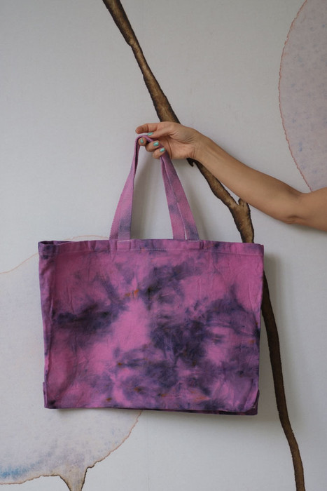 Raspberry Swirl Tie-Dyed Cotton Tote Bag