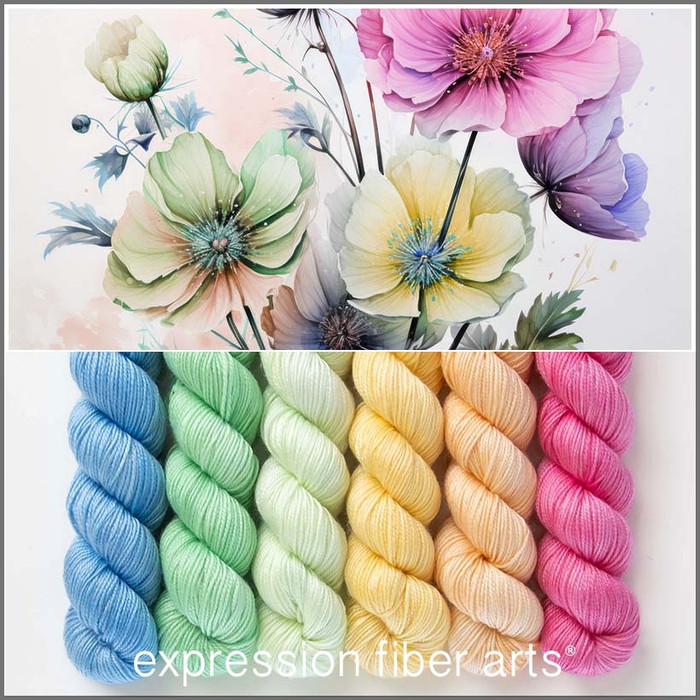 Watercolor Spring Hues Mid-Month Club February 2024 (Skeins Only)