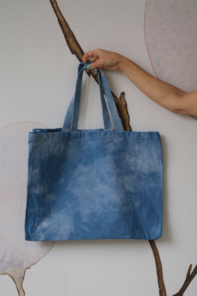 Blue Autumn Sky Tie-Dyed Cotton Tote Bag