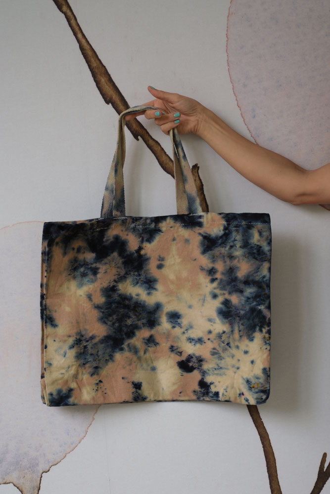 Blue Autumn Sky Tie-Dyed Cotton Tote Bag