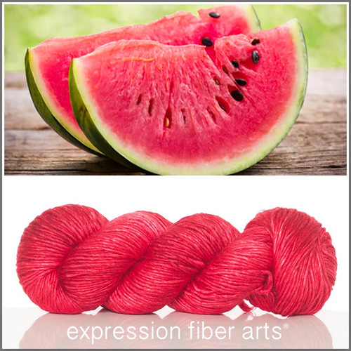 WATERMELON RED SUPERWASH MERINO SILK PEARLESCENT WORSTED Expression