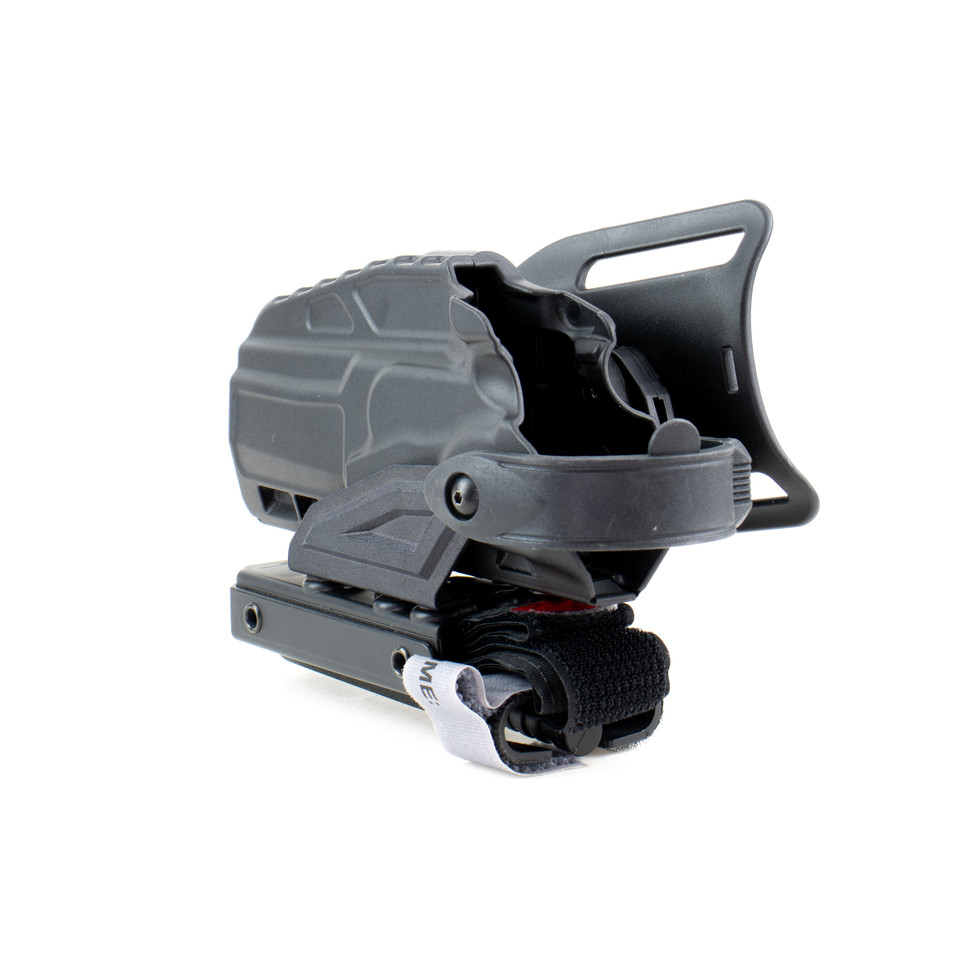 Pistol holster mount for tourniquet carrier.  Tourniquet mounting bracket for Safariland SLS / ALS holsters.  Red dot and non-red dot sight models. Red dot and non-red dot sight models.  Eleven 10 RIGID TQ Case Holster Mount.