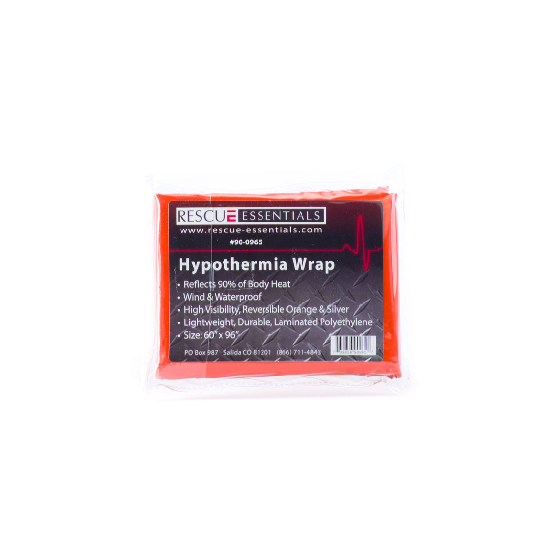 Rescue Essentials Hypothermia Wrap Blanket Oversized 60 x 96 Mylar//Lightweight Polyethylene Fabric