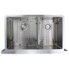 Samuel Mueller 36-In X 20-In X 10-In 16 Gauge 60/40 Double Bowls Farmhouse Undermount Stainless Steel Kitchen Sink With 6.625-In High Apron Front And Low Divide