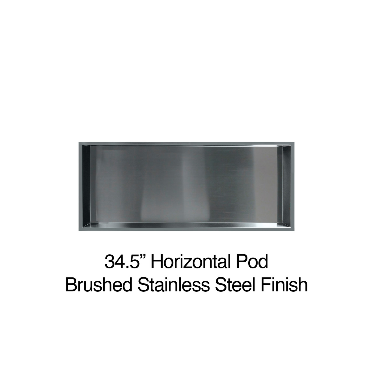 Samuel Mueller 34.5-in Recessed Stainless Steel Horizontal Shower Storage Pod, Brushed Stainless