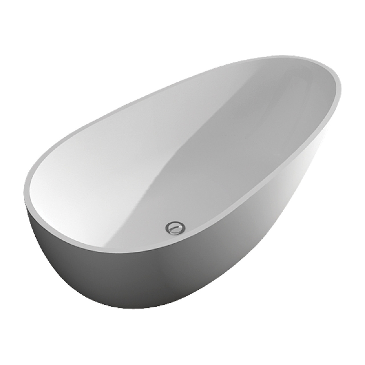 Samuel Mueller 58-in L x 29-in W x 23-in H Resin Stone Freestanding Bathtub with center drain, White