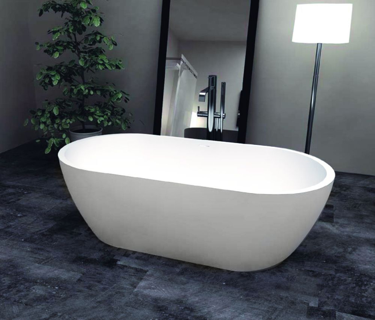Samuel Mueller 71-in L x 32-in W x 21-in H Resin Stone Freestanding Bathtub with center drain, White