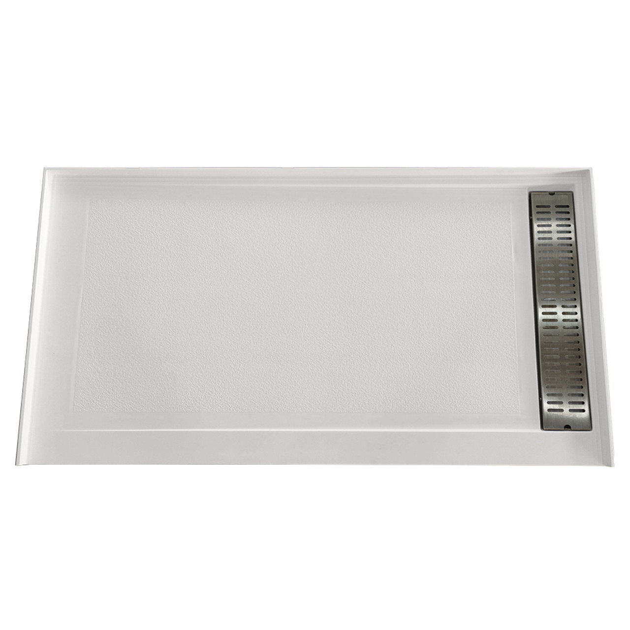 Samuel Mueller 60-in x 32-in Cast Solid Surface Commercial Shower Base with Right Hand Drain, White