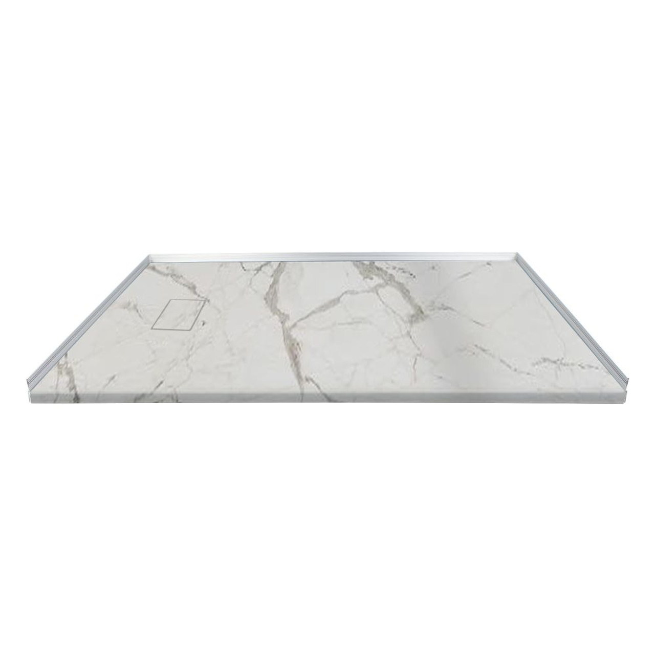 Samuel Mueller SMFZSP6032-60 Trimslate Plus 60-In X 32-In Zero Threshold Tub Replacement Shower Base With End Drain, Dolomite