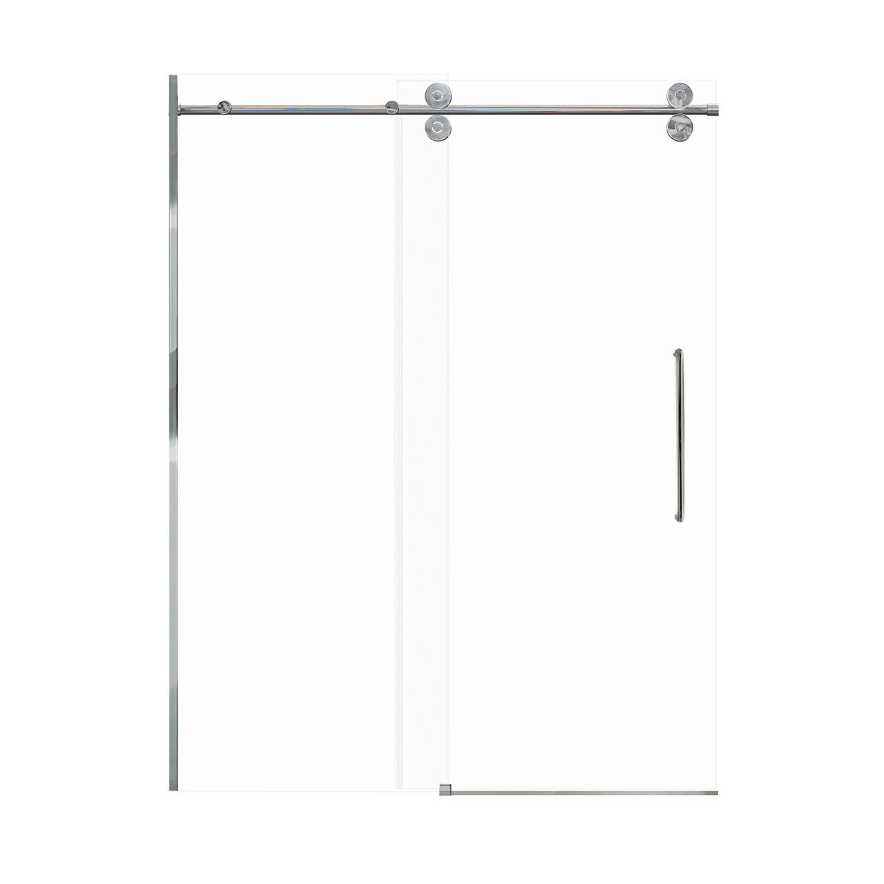 Samuel Mueller Teutonic Plus 60-in X 80-in Barn Shower Door with 3/8-in Low Iron Glass and Contour Double-Sided Handle, Polished Chrome