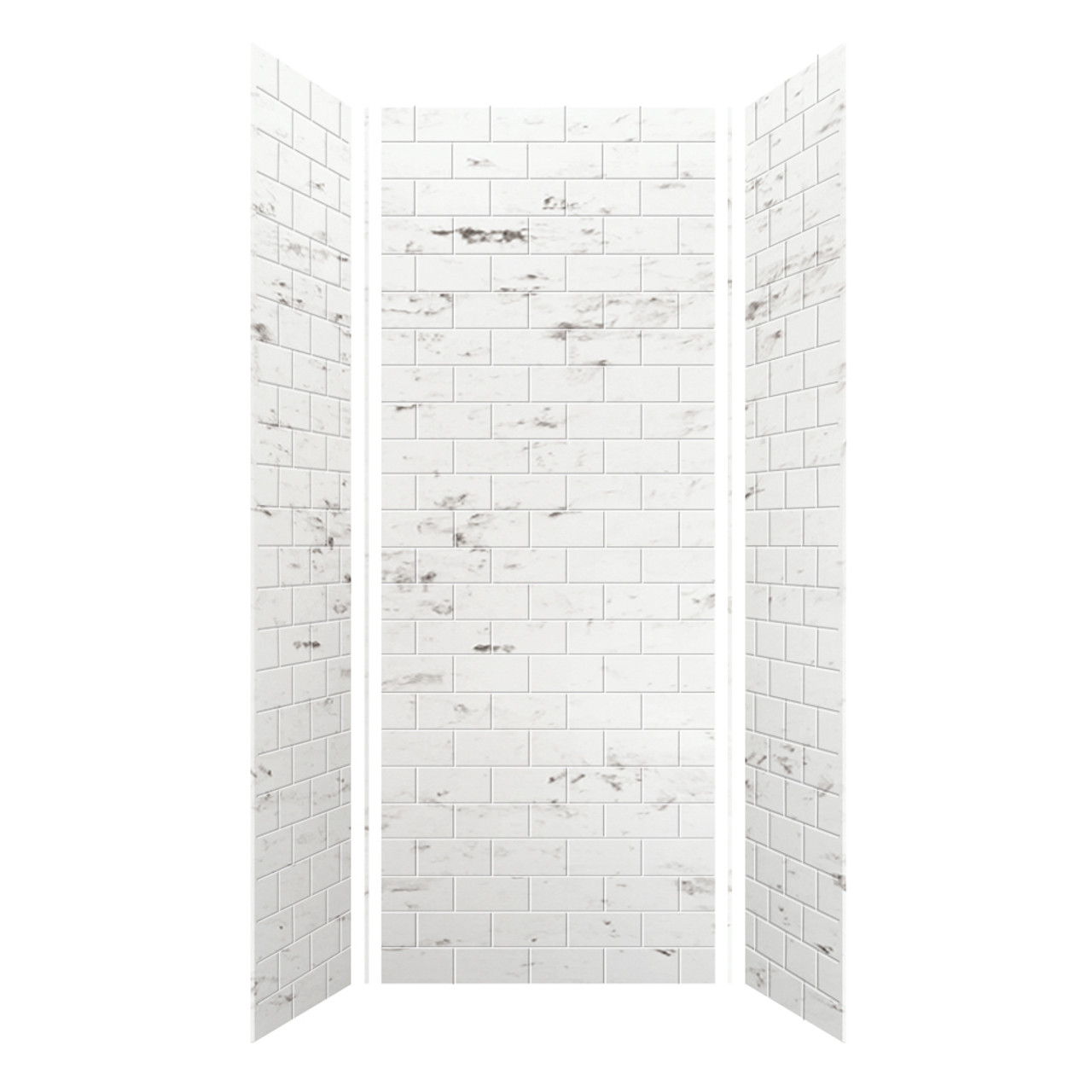 Samuel Mueller 36-in x 36-in x 96-in Glue to Wall 3-Piece Shower Wall Kit, Carrara/Tile