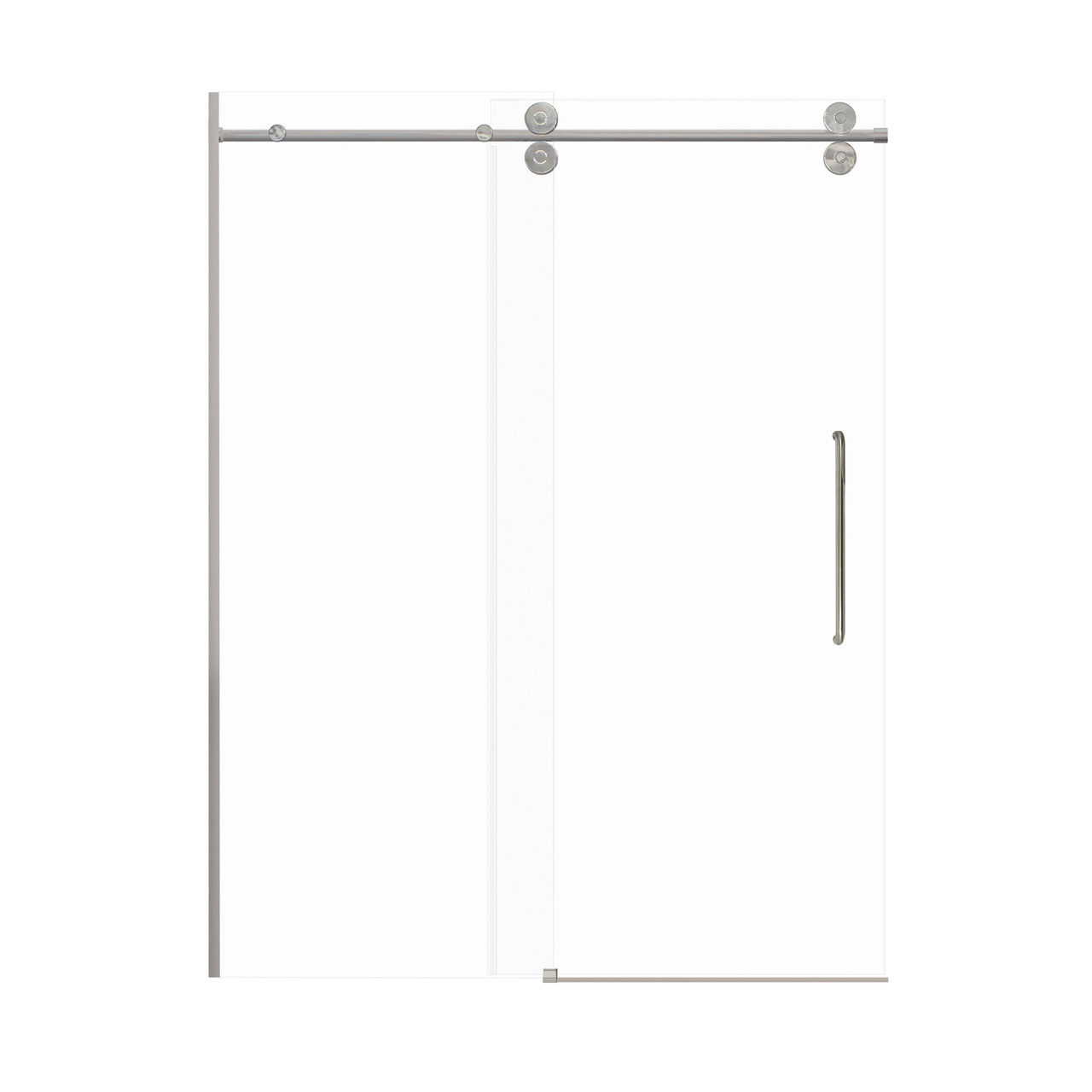 Samuel Mueller Teutonic 60-in X 80-in Barn Shower Door with 3/8-in Clear Glass and Contour Double-Sided Handle, Brushed Stainless